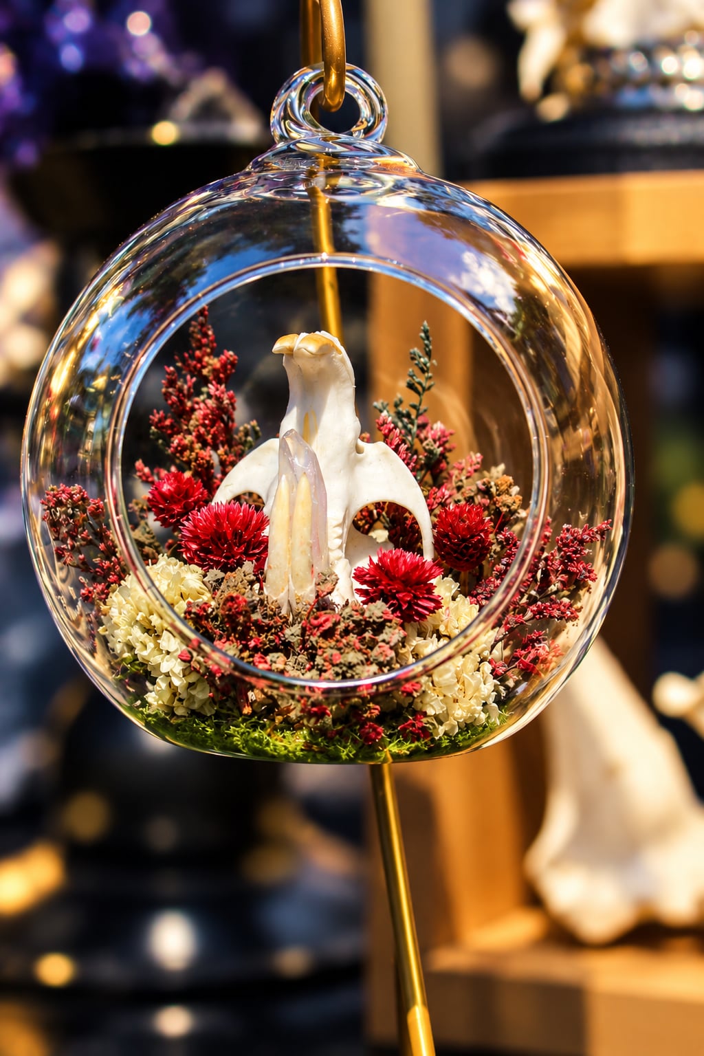 Glass Ornament - Muskrat Skull in Red